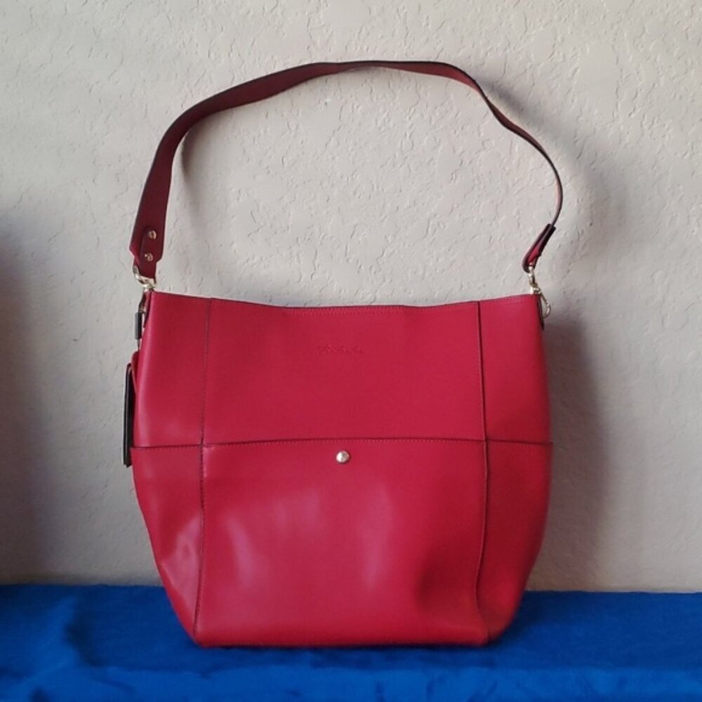 Bostanten Red Leather Shoulder Bag